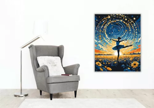 Aranyló balerina sziluett - számfestő készlet - Számfestő.hu - 40×50cm - Keret nélkül