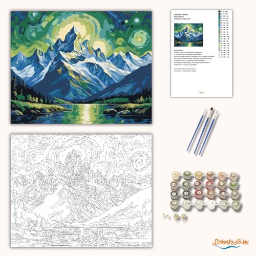 Csillagfényes hegycsúcsok - számfestő készlet - Számfestő.hu - 40×50cm - Keret nélkül