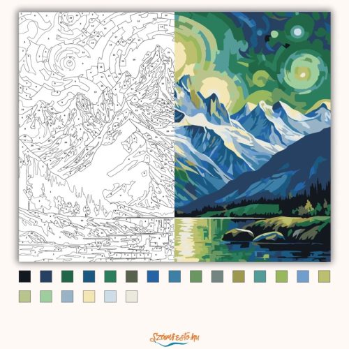 Csillagfényes hegycsúcsok - számfestő készlet - Számfestő.hu - 40×50cm - Keret nélkül