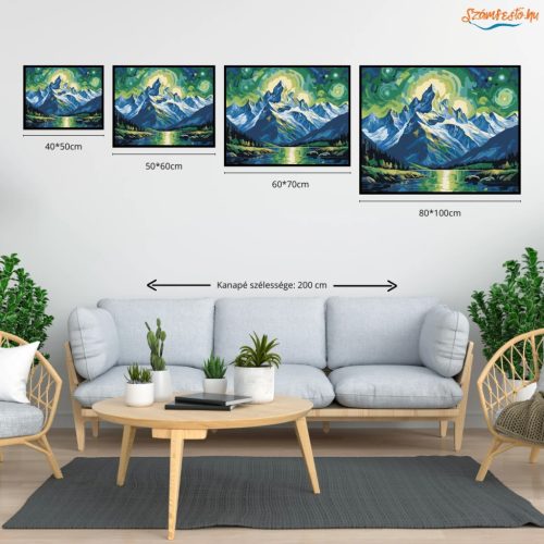 Csillagfényes hegycsúcsok - számfestő készlet - Számfestő.hu - 40×50cm - Keret nélkül