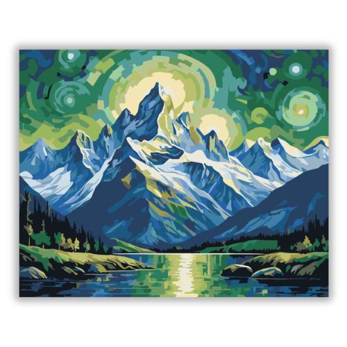 Csillagfényes hegycsúcsok - számfestő készlet - Számfestő.hu - 40×50cm - Keretre feszítve