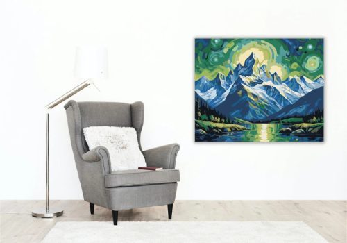 Csillagfényes hegycsúcsok - számfestő készlet - Számfestő.hu - 40×50cm - Keret nélkül