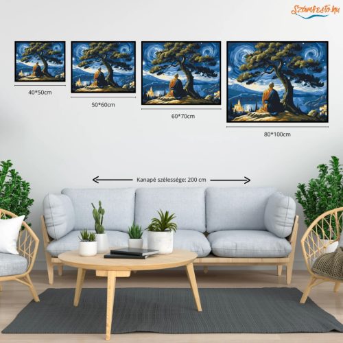 Elmélkedő fa alatt - számfestő készlet - Számfestő.hu - 40×50cm - Keret nélkül