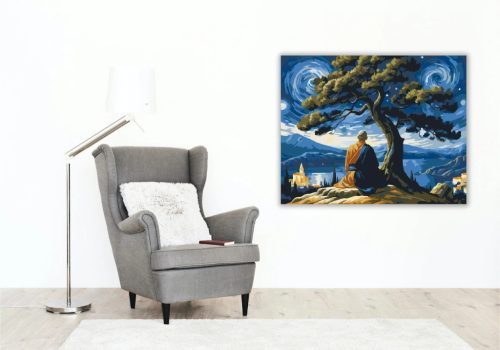 Elmélkedő fa alatt - számfestő készlet - Számfestő.hu - 40×50cm - Keret nélkül