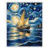Csillagfényes vitorlás - számfestő készlet - Számfestő.hu - 80×100cm - Keretre feszítve