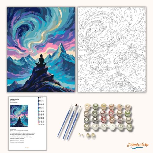 Örvénylő sarki fény - számfestő készlet - Számfestő.hu - 50×60cm - Keret nélkül