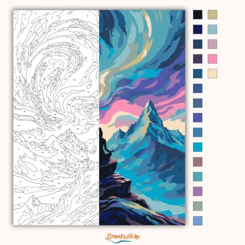 Örvénylő sarki fény - számfestő készlet - Számfestő.hu - 50×60cm - Keret nélkül