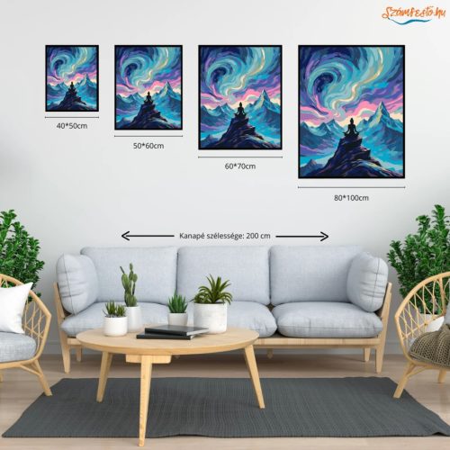 Örvénylő sarki fény - számfestő készlet - Számfestő.hu - 40×50cm - Keretre feszítve