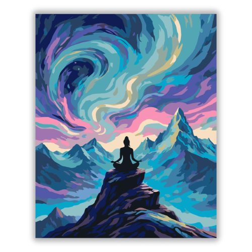 Örvénylő sarki fény - számfestő készlet - Számfestő.hu - 40×50cm - Keret nélkül