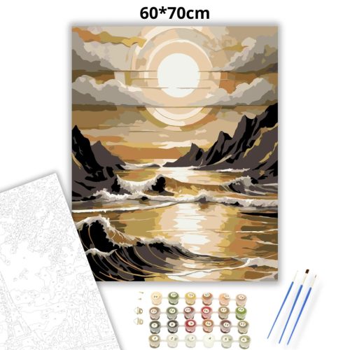 Aranyló napkorong - számfestő készlet - Számfestő.hu - 60×70cm - Keret nélkül