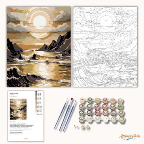 Aranyló napkorong - számfestő készlet - Számfestő.hu - 60×70cm - Keret nélkül