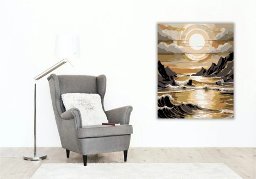 Aranyló napkorong - számfestő készlet - Számfestő.hu - 60×70cm - Keret nélkül