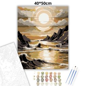 Aranyló napkorong - számfestő készlet - Számfestő.hu - 40×50cm - Keret nélkül