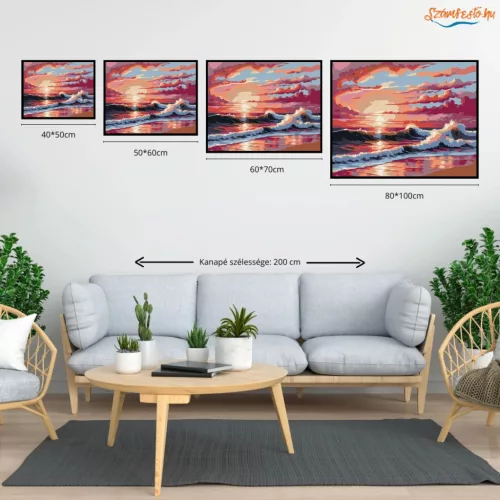 Aranyló hullámok - számfestő készlet - Számfestő.hu - 50×60cm - Keret nélkül