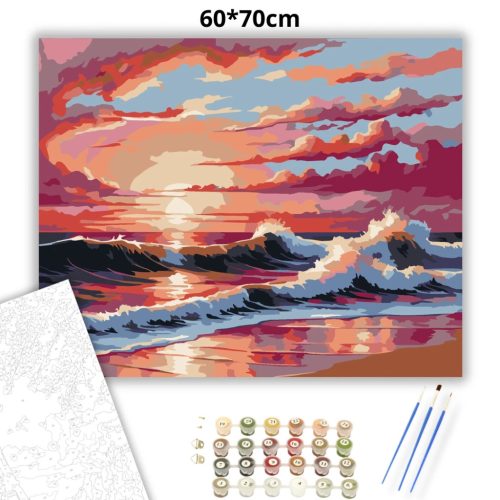 Aranyló hullámok - számfestő készlet - Számfestő.hu - 60×70cm - Keret nélkül