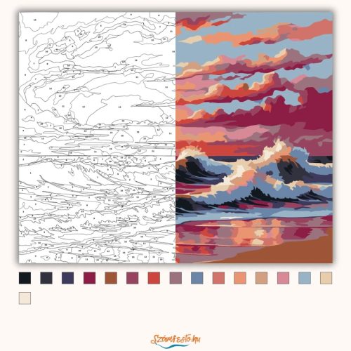 Aranyló hullámok - számfestő készlet - Számfestő.hu - 60×70cm - Keret nélkül