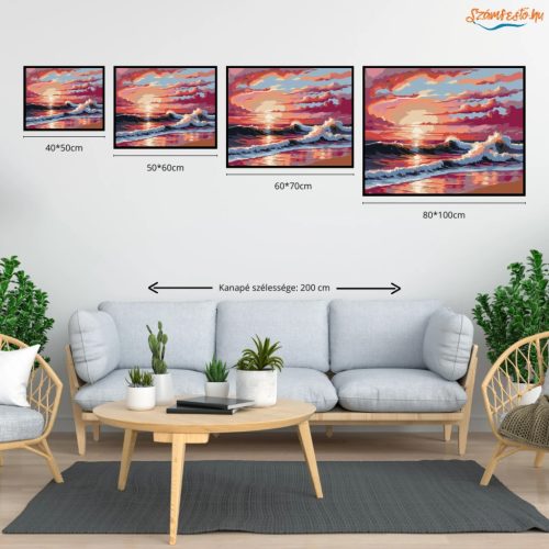 Aranyló hullámok - számfestő készlet - Számfestő.hu - 60×70cm - Keret nélkül