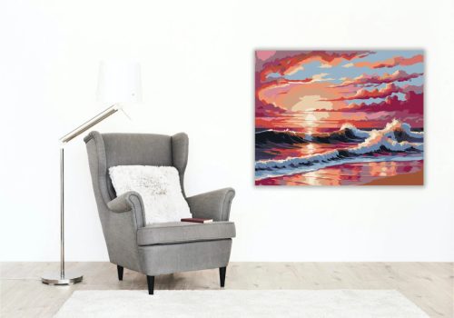 Aranyló hullámok - számfestő készlet - Számfestő.hu - 60×70cm - Keret nélkül