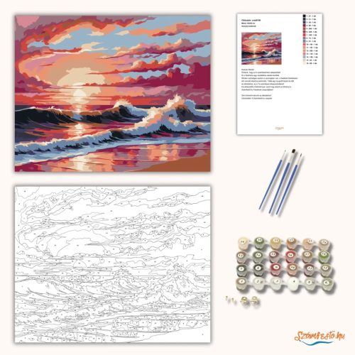 Aranyló hullámok - számfestő készlet - Számfestő.hu - 80×100cm - Keret nélkül