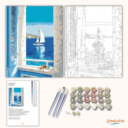 Vitorlás az ablakból - számfestő készlet - Számfestő.hu - 50×60cm - Keret nélkül