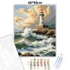 Dühöngő hullámok a világítótoronynál - számfestő készlet - Számfestő.hu - 40×50cm - Keret nélkül