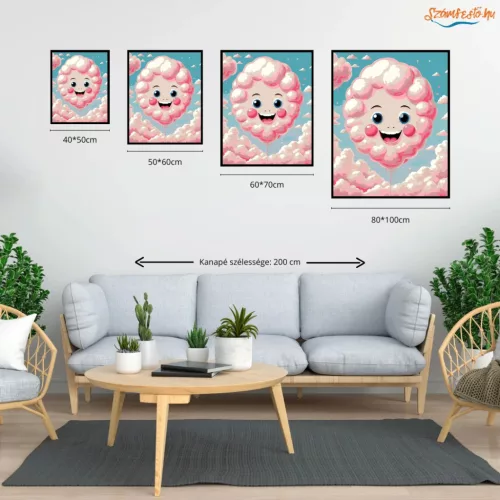 Derűs felhőmosoly - számfestő készlet - Számfestő.hu - 50×60cm - Keretre feszítve