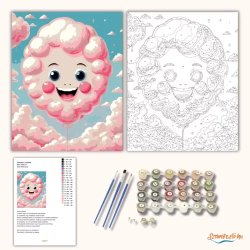 Derűs felhőmosoly - számfestő készlet - Számfestő.hu - 60×70cm - Keret nélkül