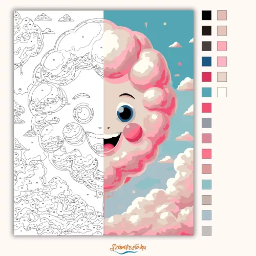 Derűs felhőmosoly - számfestő készlet - Számfestő.hu - 60×70cm - Keretre feszítve
