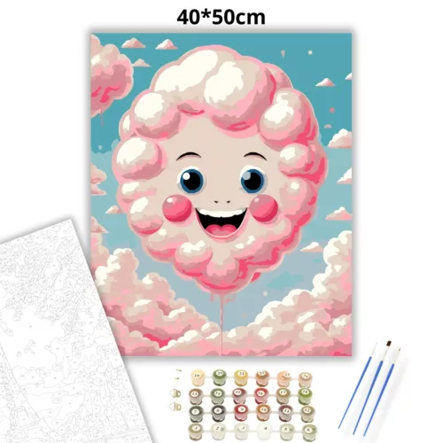 Derűs felhőmosoly - számfestő készlet - Számfestő.hu - 40×50cm - Keretre feszítve