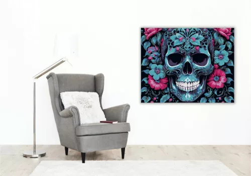 Sötét virágkoszorú - számfestő készlet - Számfestő.hu - 50×60cm - Keret nélkül