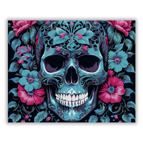 Sötét virágkoszorú - számfestő készlet - Számfestő.hu - 60×70cm - Keret nélkül