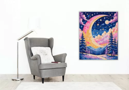 Mesés sarlóhold ragyogása - számfestő készlet - Számfestő.hu - 50×60cm - Keret nélkül