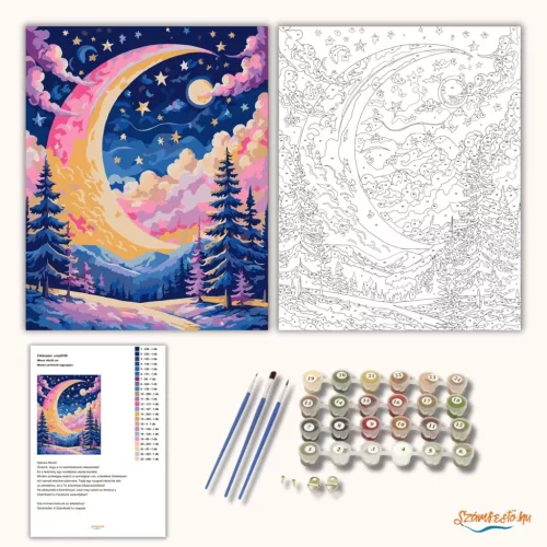 Mesés sarlóhold ragyogása - számfestő készlet - Számfestő.hu - 80×100cm - Keret nélkül