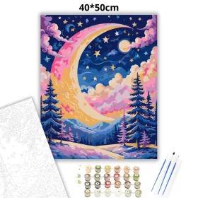 Mesés sarlóhold ragyogása - számfestő készlet - Számfestő.hu - 40×50cm - Keret nélkül