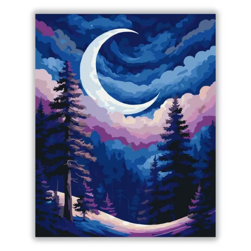 Csendes fenyőerdő - számfestő készlet - Számfestő.hu - 40×50cm - Keret nélkül
