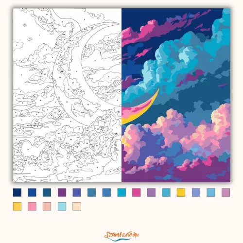 Álomszerű felhőtenger - számfestő készlet - Számfestő.hu - 50×60cm - Keretre feszítve