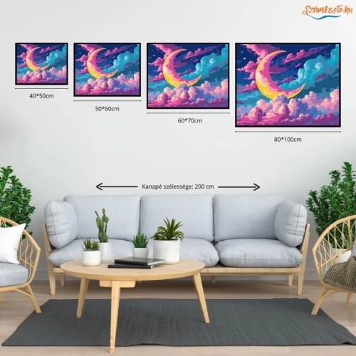 Álomszerű felhőtenger - számfestő készlet - Számfestő.hu - 60×70cm - Keretre feszítve