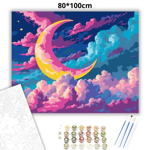 Álomszerű felhőtenger - számfestő készlet - Számfestő.hu - 80×100cm - Keretre feszítve