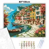 Olasz tóparti falu - számfestő készlet - Számfestő.hu - 80×100cm - Keret nélkül