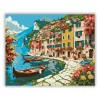 Olasz tóparti falu - számfestő készlet - Számfestő.hu - 40×50cm - Keretre feszítve