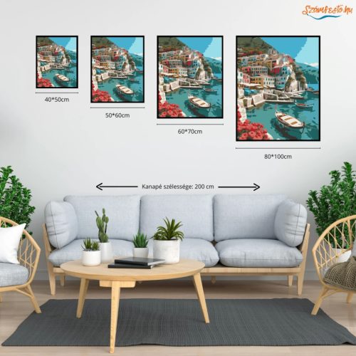 Derűs kikötői öböl - számfestő készlet - Számfestő.hu - 40×50cm - Keret nélkül
