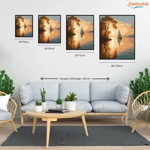 Balatoni vitorlás csendje - számfestő készlet - Számfestő.hu - 60×70cm - Keretre feszítve