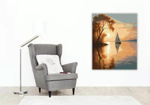 Balatoni vitorlás csendje - számfestő készlet - Számfestő.hu - 60×70cm - Keretre feszítve
