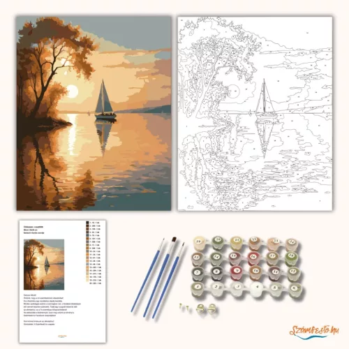 Balatoni vitorlás csendje - számfestő készlet - Számfestő.hu - 80×100cm - Keretre feszítve