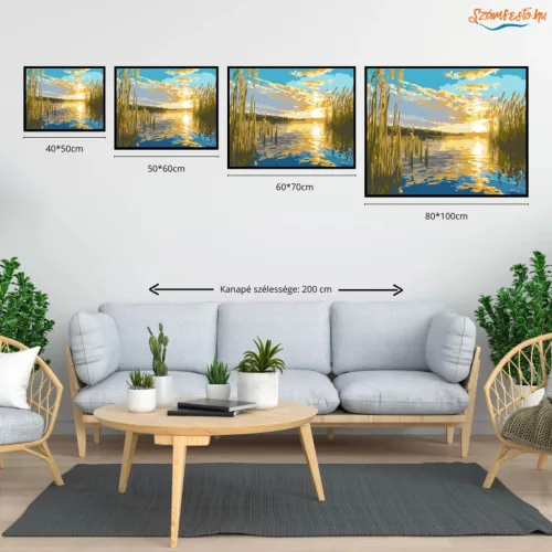 Aranyló nádas - számfestő készlet - Számfestő.hu - 50×60cm - Keretre feszítve