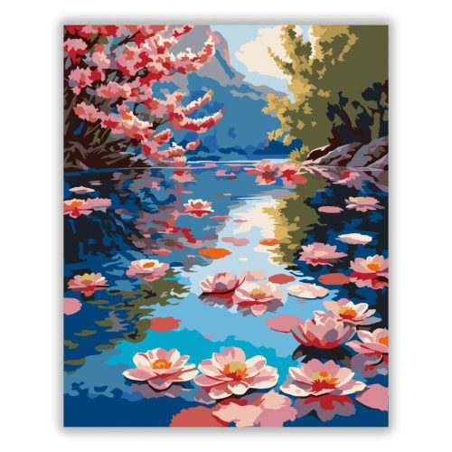 Nyugalmas tavirózsák - számfestő készlet - Számfestő.hu - 50×60cm - Keret nélkül