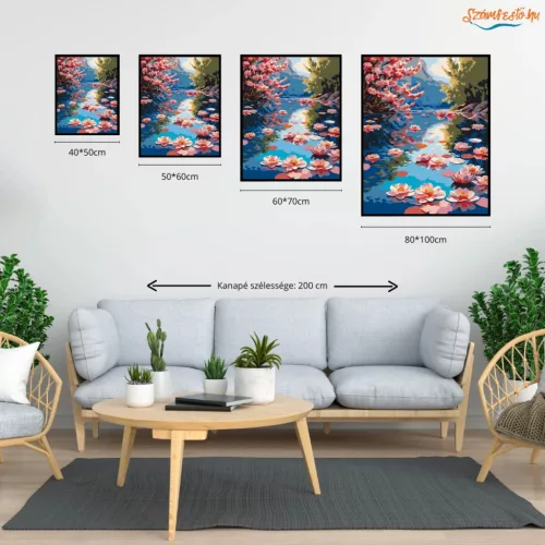 Nyugalmas tavirózsák - számfestő készlet - Számfestő.hu - 80×100cm - Keret nélkül