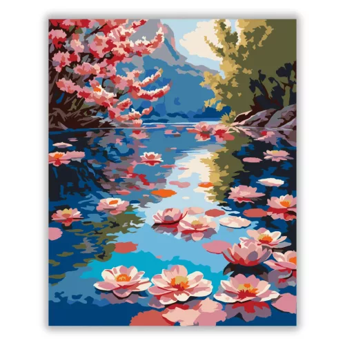Nyugalmas tavirózsák - számfestő készlet - Számfestő.hu - 80×100cm - Keret nélkül