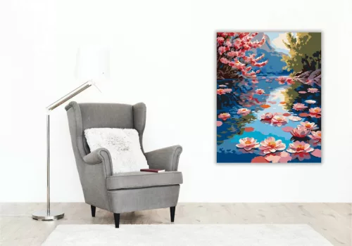 Nyugalmas tavirózsák - számfestő készlet - Számfestő.hu - 40×50cm - Keret nélkül