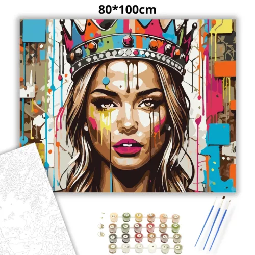 Merész ékköves korona - számfestő készlet - Számfestő.hu - 80×100cm - Keretre feszítve